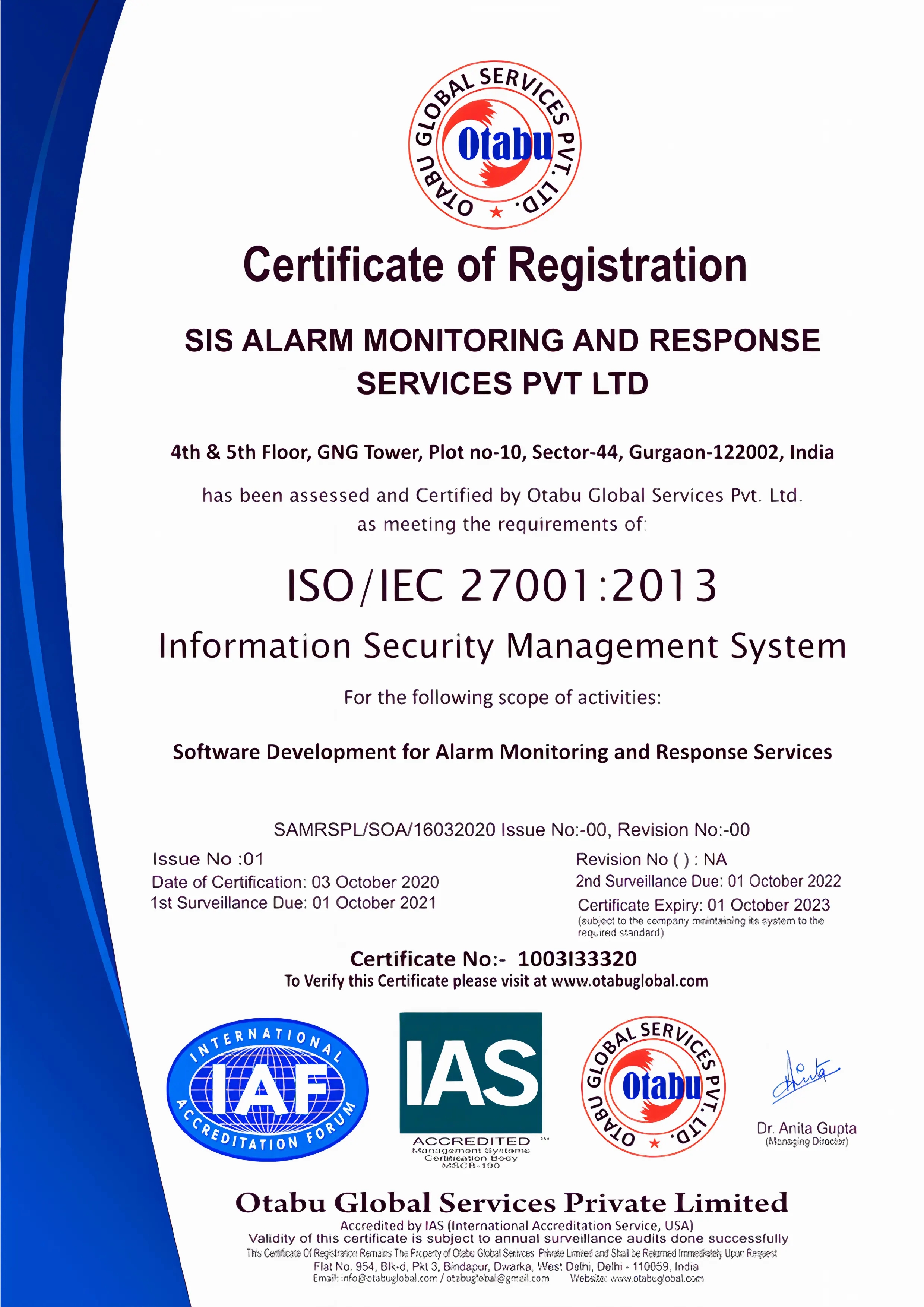 Otabu Global Services | ISO/IEC 27001:2013