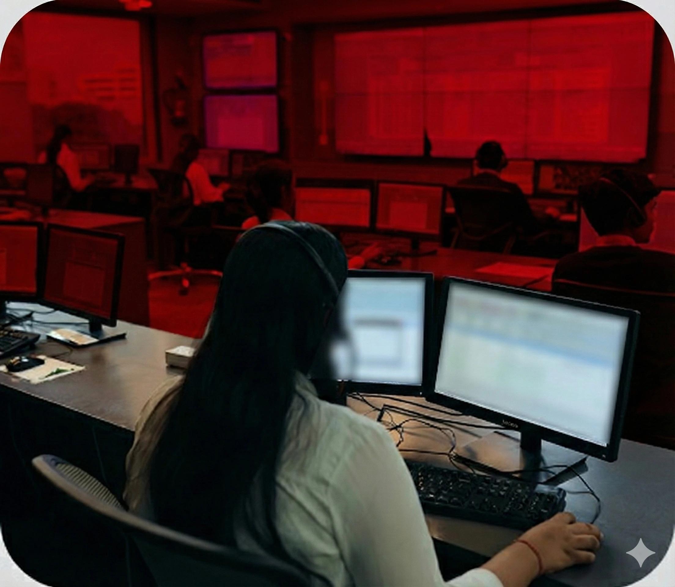 VProtect monitoring centre with operators working on computer systems to review event-based alerts