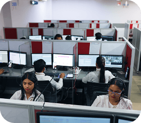 Secondary Control Room Image 1: Team of operators working at monitoring consoles inside the VProtect ARC.